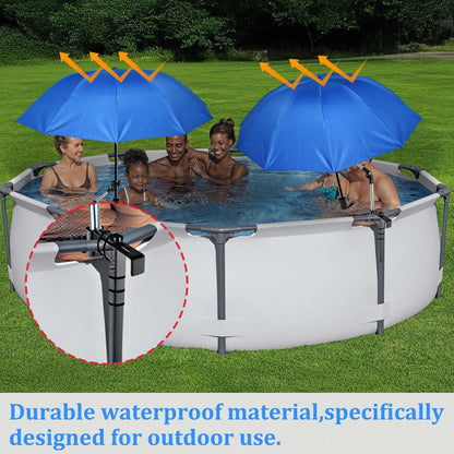 1Pack Pool Shade Umbrella, 49.2'' Large Adjustable Above Ground Pool Sunshade Canopy with Clamp 360°Swivel UPF 50+ Portable Weatherproof Patio Umbrella for Swimming Pool Outdoor Garden Beach Chairs
