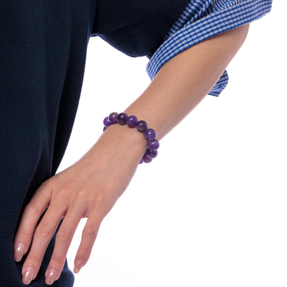 Natural Amethyst Bracelet for Women – Deep Purple Uruguayan Gemstone Beads with Roman Numeral Engraving, Crystal Jewelry for Clarity, Intuition & Daily Reflection, Gift Box Included