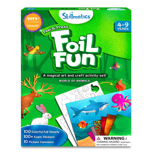 Skillmatics Foil Fun - Animals, No Mess Art for Kids, Travel Toys, Craft Kits, DIY Creative Activity, Screen-Free Entertainment, Gifts for Boys & Girls Ages 4, 5, 6, 7, 8, 9