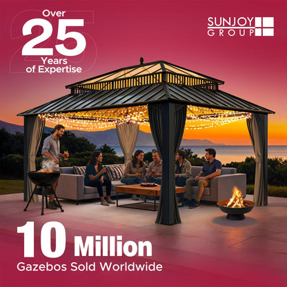 Sunjoy Wood Burning Fireplace – Matte Black Outdoor Steel Fireplace with Chimney, Log Holders, Fireplace Tool, and PVC Cover