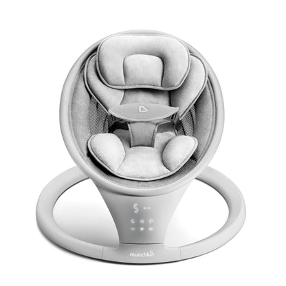 Munchkin Electric Baby Swing with Vibration - Portable Swing for Newborn and Infant, Bluetooth-Enabled Smart Seat with Music, Motion, and Sounds, Light Grey