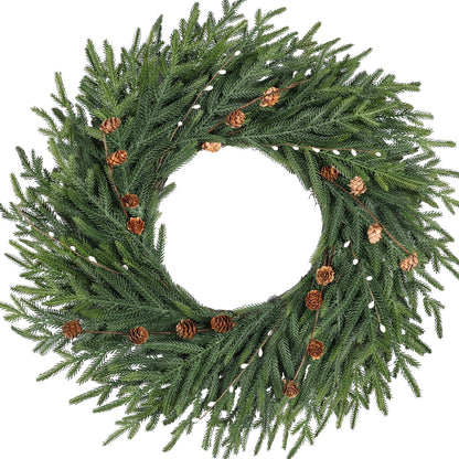 Artgar 26 Inch Pine Wreath - Christmas Wreaths for Front Door - Real Touch Pine Wreath with Pinecones Berries - Large Artificial Green Wreaths for Home Wall Window Porch Farmhouse Outdoor Xmas Decor