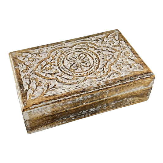 S.B.ARTS Premium Wooden Mini Jewellery Box Butterfly Floral Design-Trinket Box for Ladies-Jewellery Storage Case-Antique Look-Traditionally Handcrafted-Home Decor Accessories-Women Ideal Gift, White