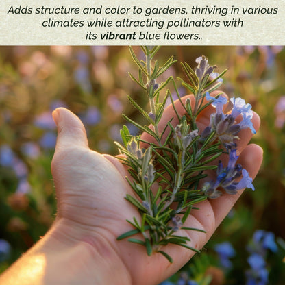 3 Tuscan Blue Rosemary, Live Plants – Rosmarinus Officinalis – Hardy & Fragrant Herb in 2.5” Nursery Pots – Grows Up to 5 Ft, Easy to Maintain, Great for Cooking, Landscaping & Aromatherapy