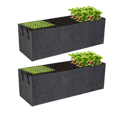 FVOTNW 2-Pack 3 Grid Fabric Raised Garden Bed 22 Gallon, 3x1x1 FT Thickened Garden Grow Bags with Handles - Indoor Outdoor Planter Bags for Vegetables, Herbs, Flowers