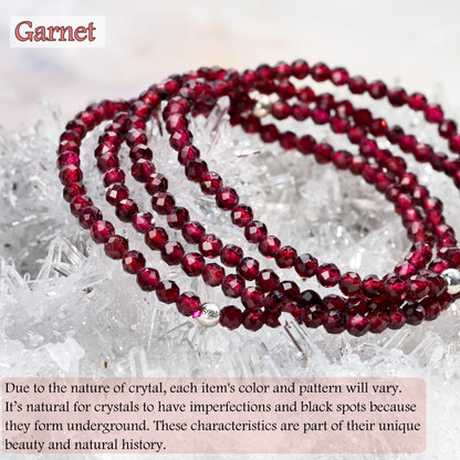 Farfume Garnet - Love & Passion - Beaded Bracelets for Women,Handmade Natural Stone 4mm Beads 925 Sterling Silver Stretch Bracelets, Chakra Crystal Gemstone Jewelry Gifts for Mom