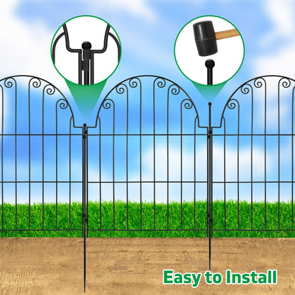 Decorative Garden Fence No Dig Rustproof Metal Fencing Barrier Border for Dog 5 Panels, Garden Fencing for Outdoor Patio Lawn Yard Flower Bed(28 Inches High)
