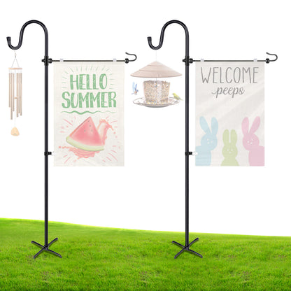 Ottsuls Garden Flag Stand, 2 Pack Heavy Duty Flag Pole Holder with Shepherd Hook for Yard Decoration, 45 INCH Sturdy Yard Flag Post Stake Outdoor Garden Flag Holder for 14''x20'' Flags (Without Flag)