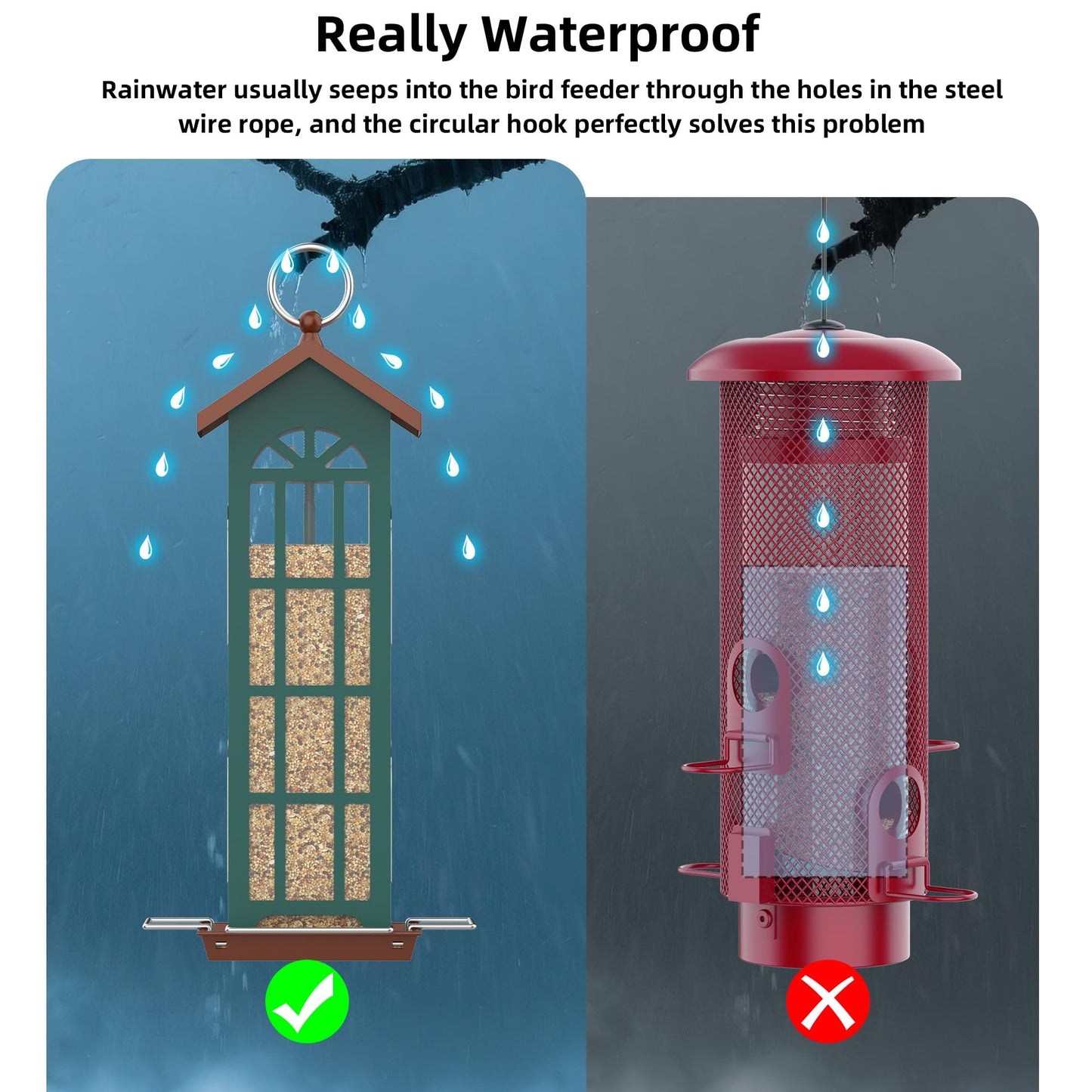 Metal Bird Feeder Bird Feeders for Outdoors Hanging,Waterproof and Rust-Proof,Easy Cleaning,Wild Bird Feeders Attracting Chickadees Goldfinches Cardinals Finches and Sparrows