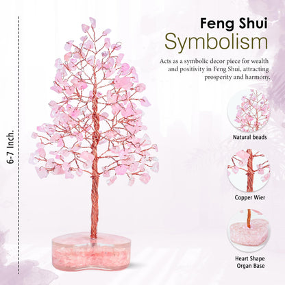 Crocon® Rose Quartz Heart Shape Base Crystal Tree, Birthday Gifts for Women, Healing Crystals Tree of Life, Positive Energy, Good Luck, Home Office Decor Gifts, Gift for Women - Sister Mom & Grandma