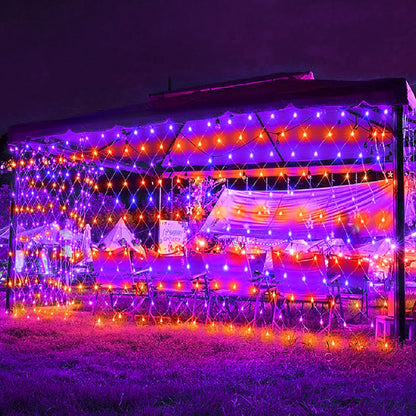 weillsnow 198 LED Halloween Net Lights,9.8FT*6.6FT Connectable Plug in Waterproof Mesh Lights with 8 Modes, Halloween Decorations Outdoor for House, Garden, Bush Decor