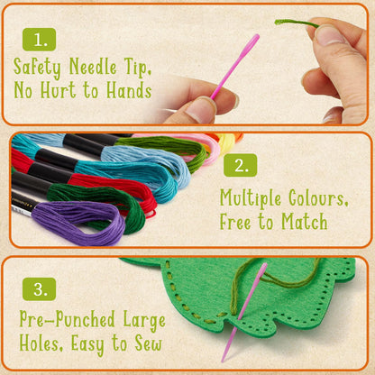 TUZT My First Sewing Kit for Kids - Monster Sewing Craft Kit for Beginners with 12 Pre-Cut Monster Plush Toys, Scissor, Plastic Needles & Thread, DIY Felt Crafts Project for Girls & Boys Ages 4-12