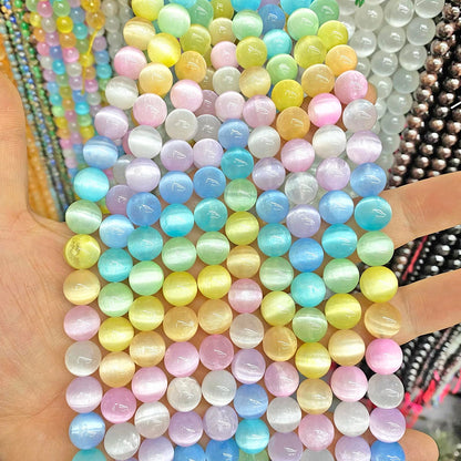 6MM 60PCS Colorful Selenite Gypsum Stone Crystal Beads for Jewelry Making DIY Bracelet