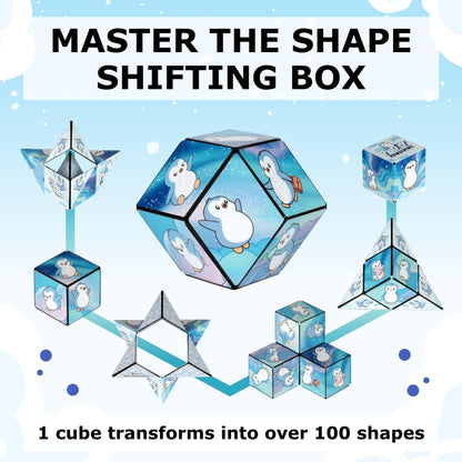 Shashibo Pudgy Penguins Shape Shifting Box – STEM Fidget Toy with Ultra Strong Magnets, Puzzle Cube Transforms into 100+ Shapes, Sensory Gift for Kids, Teens, and Adults (Paxton)