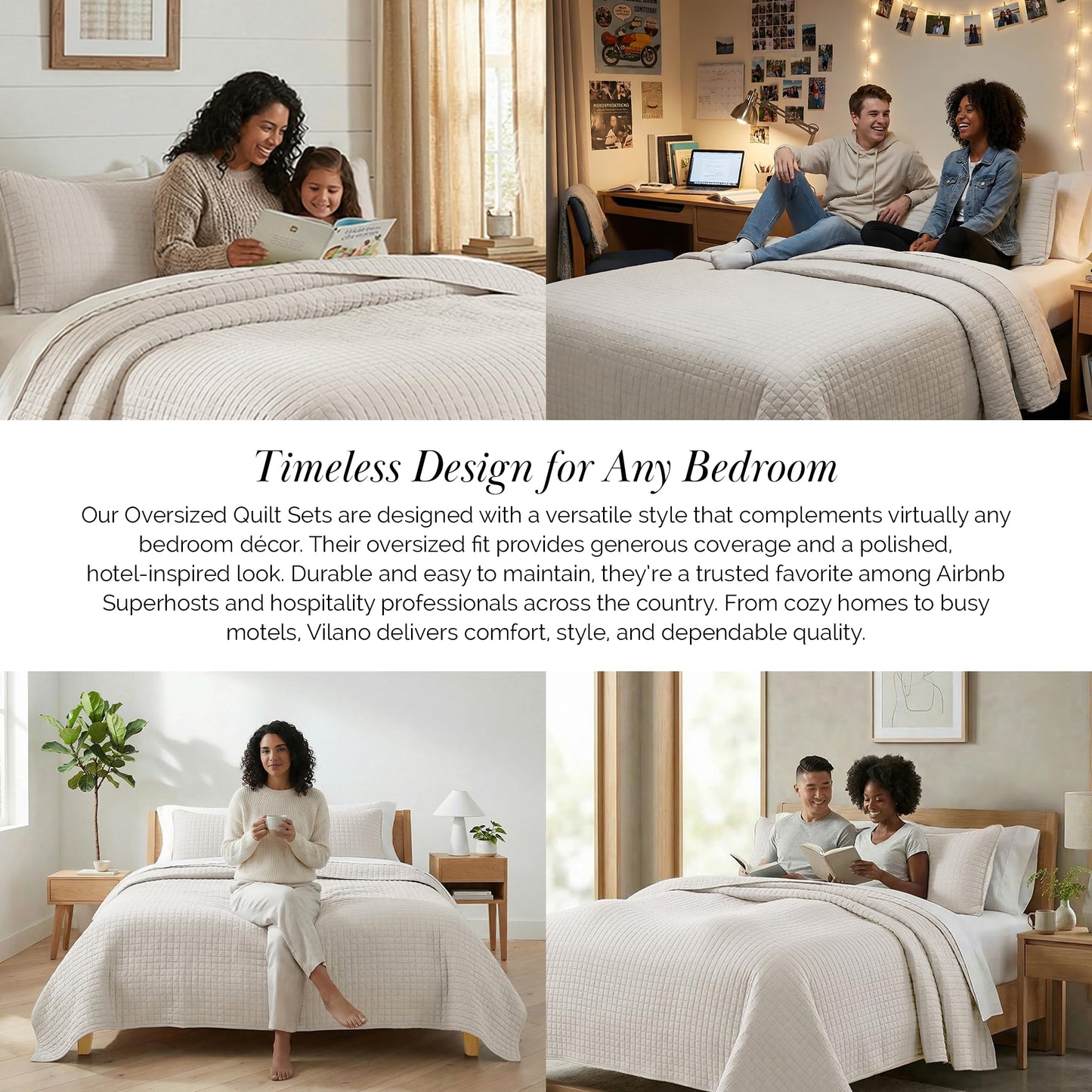 Southshore Fine Living, Inc. King Quilt Bedding Set, Quilted Coverlet Bed Spread for California Kings, Luxury Bedding King Size Quilt Bedding Set, Lightweight Quilted Bedspread w/Shams, Natural Beige
