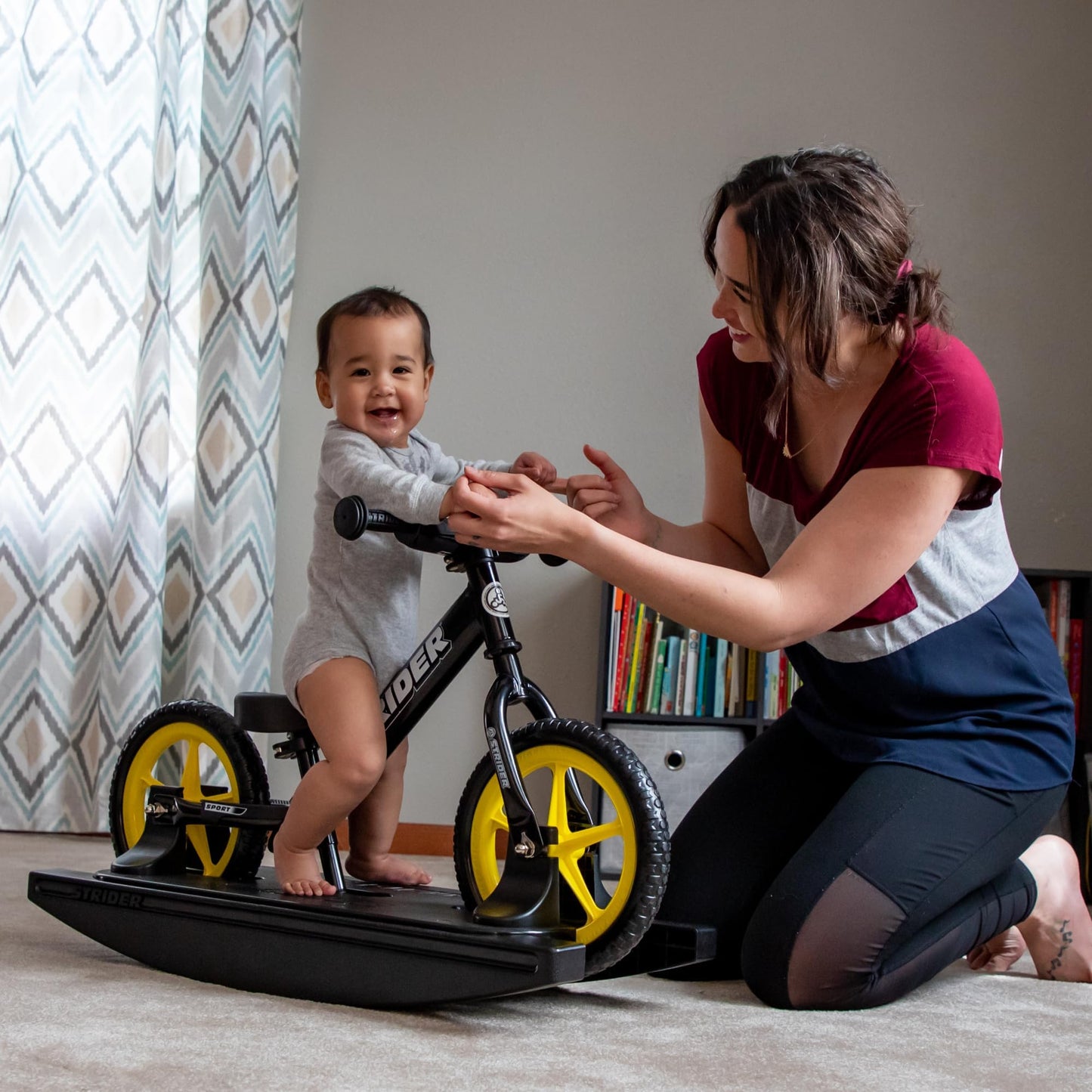 Strider Sport 2-in-1 Rocking Bike Black - Helps Teach Baby How to Ride a Balance Bicycle - for Kids 6 Months to 4 Years - Easy Assembly & Adjustments