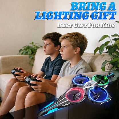 ENJOYFLY Gesture Control Flying Sword RC Plane Toy for Kids 8-12, Hand Controlled and Remote Control Airplane with LED Lights, 360 Flips, 3 Speeds, Easy Takeoff and Landing, 2 Batteries, Blue