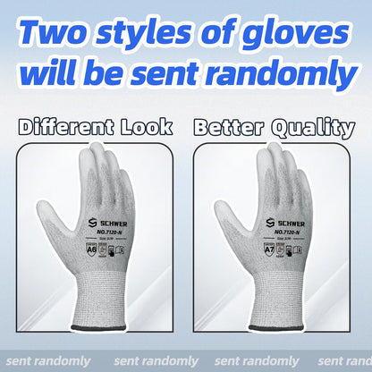 Schwer 6 Pairs Cut Resistant Gloves ANSI A6/A7 (Send Randomly) CR7120 Cut Proof Work Gloves, Touchscreen, for Men and Women Used for Woodworking, Glass Cutting, Construction, Cargo Handling, M