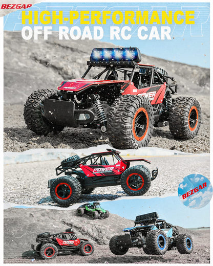 BEZGAR TB141 RC Cars-1:14 Scale Remote Control Car, 2WD High Speed 20 Km/h All Terrains Electric Toy Off Road RC Car Vehicle Truck Crawler with Two Rechargeable Batteries for Boys Kids and Adults
