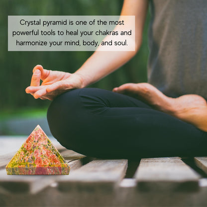 Amazing Gemstone Unakite Pyramid Crystal Healing Stones - 1.5" Great Pyramid Figurine of Natural Stone Pyramid for Meditation, Reiki, Chakra Balancing and Crystal Pyramids Grid