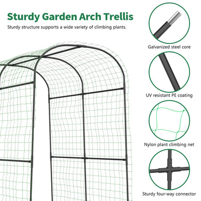 SUNYRISY Garden Arch Trellis for Climbing Plants Outdoor, 71" x 47" x 83" Metal Core Tall Archway Tunnel Plant Support for Cucumber Tomato Vine Flowers Vegetables Climbing Plants