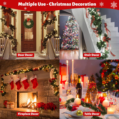 5 Pack 250FT Christmas Garland Flower for Christmas and Non-Lit Soft Greenery Holiday Decor for Outdoor Indoor Artificial Christmas Twist Garland Home Artificial Greenery Wedding Party Decoration