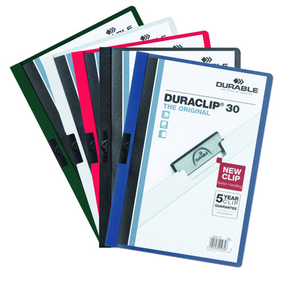Durable Report Cover with DURACLIP - Letter-Size - Holds Up to 30 Pages - Clear Cover in Red - 25 Per Box