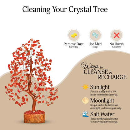 YATSKIA Red Jasper Crystal Tree of Life - Crystals and Stones - Home Office Decor - Desk Accessories - Bonsai Tree - Gemstones and Crystals