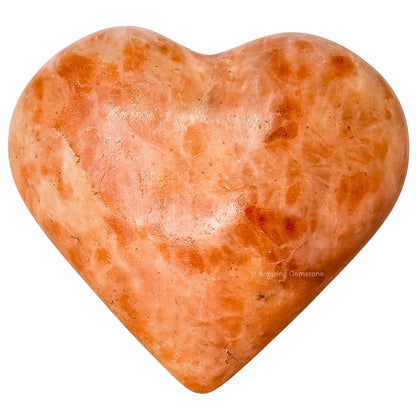 Amazing Gemstone Sunstone Crystal Heart Palm Stone - Pocket Massage Worry Stone for Natural Body Chakra Balancing, Reiki Healing and Crystal Grid