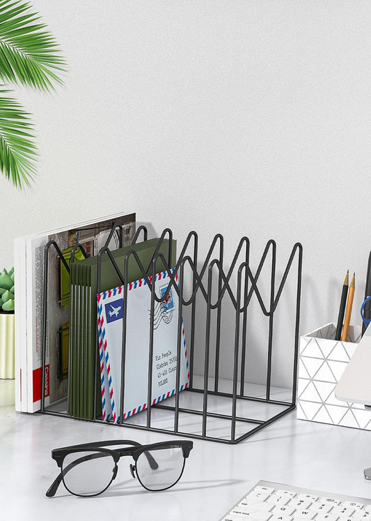 Vanulee 2 Sets File Organizer for Desk,File Sorter Organizer,File Folder Holder/Rack/Stand,Desktop Record/Clipboard Holder,8 Sections Storage,Anti-Scratch/Rusty,Metal Stable Holder,Black