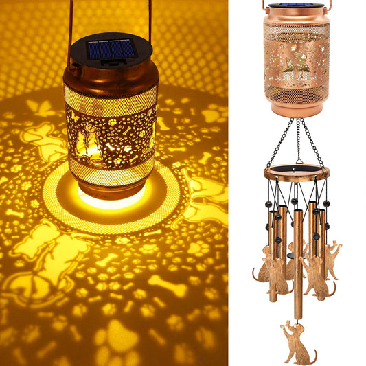 Dog Solar Wind Chimes for Outside, Gifts for Mothers Day Mom Women Grandma Birthday Memorial Teacher, 32" Windchimes Outdoor Decor Hanging Solar Lantern for Garden Porch Patio Backyard