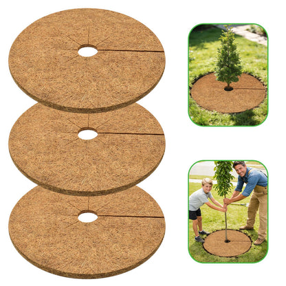 ZeeDix 3 Pack Coconut Fiber Mulch Ring, 30 Inch Coco Coir Tree Ring Mulch Mat, 100% Natural Tree Protector Mat Plant Cover Ring Coconut Coir Discs Tree Mats Mulch Rings for Indoor Outdoor Trees Plants