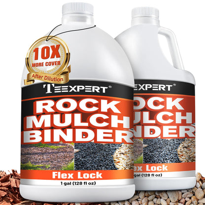 Mulch Binder, Rock Glue for Landscaping, Pea Gravel Binder 2 Gallon Max Cover, Rock Lock Landscape Adhesive for Slopes, Flower Beds, Driveway Edges, Fast Dry & Safe for Plants Pets