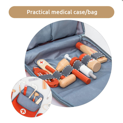 UMU® Wooden Mini Doctor Kit for Kids – 14 pcs Medical Playset for Toddlers with Stethoscope, Syringe, Doctor Bag, Blood Pressure Cuff & More – Pretend Play Set for Boys and Girls Ages 3 4 5 6