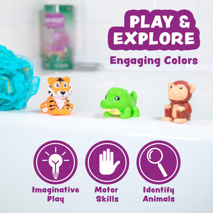 Tub Works® Rainforest™ Mold Free Bath Toys, 6 Pack | Sealed, No Hole Bath Toys Design Keeps Moisture Out | Soft, Squeezable & Float on Water | Easy-Grip Baby & Toddler Bath Toy | Great Baby Pool Toys