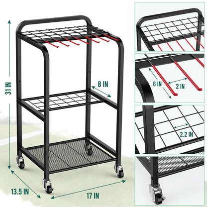 Trieez Garden Tool Organizer for Garage, Yard Tool Organizer with Wheels for Garage Organization and Storage - Sturdy Yard Tool Holder Tool Rack, for Shed, Outdoor, Tool Stand