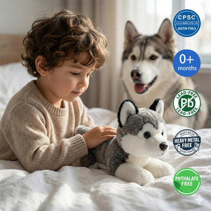 JUSTQUNSEEN Stuffed Animal Siberian Husky 12″ Plush Toy Super Soft Plush Puppy Dog Stuffed Comfort Plush for Kids Toddlers Preschool Boys Girls Birthday Gift Holiday Present Plushie