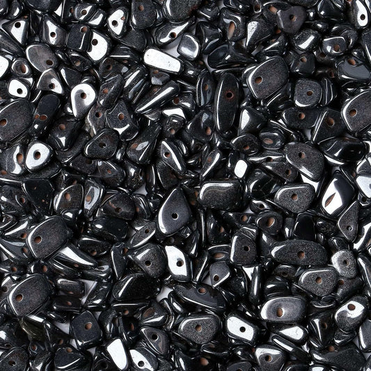 LAIDANLA Black Hematite 400pcs Natural Chip Stone Beads 5-8mm Healing Crystal Irregular Gemstones Drilled DIY Loose Rocks Bead Crystal for Bracelet Earrings Necklace Jewelry Making Crafting