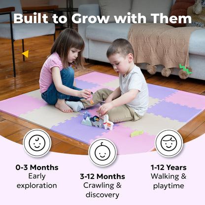 MioTetto Baby Play Mat, Soft Foam Floor Tiles for Kids. Adjustable Interlocking Foam Tiles, Fits with 50x50 Playpen Baby mat for Crawling & Development, Safe & Non-Toxic Playmat for Babies 6-12 Months