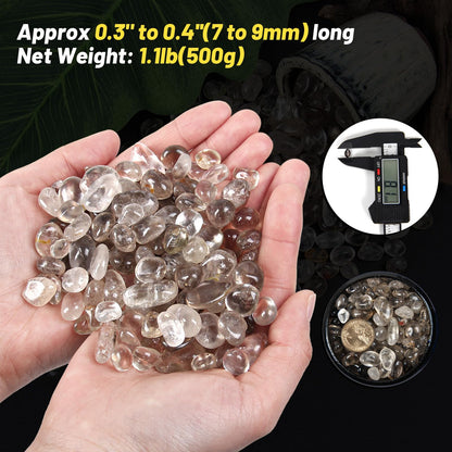 1.1lb Natural Crushed Smoky Quartz Crystal Tumbled Chips-Healing Crystals Chips Bulk, Crushed Crystal Gemstones for Crafts, Beautiful Package for Gift (Smoky Quartz)