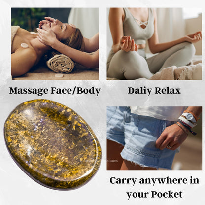Amazing Gemstone Bronzite Worry Stone Crystals and Healing Stones - Stress Relief Gifts - Piedra Crystal Fidget for Meditation, Relaxation - Unique Stocking Stuffers and Birthday Gift