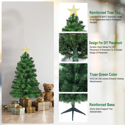 DUUDO 3FT Premium Hinged Artificial Holiday Small Mini Christmas Tree for Tabletop,Home, Office, Indoor and Outdoor Holiday Decoration,Easy Assembly Metal Hinges & Foldable Base