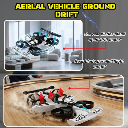 2-in-1 Flying Car & Stunt Drone, Racing Drift Aircraft，2in1 RC Quadcopter & Flying Car Toys for Age 14 Boys Small Micro Indoor Remote Control Flying Car Toy (White)