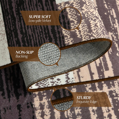 Large Area Rugs,Modern Geometric Patchwork Floor Decor for Bedroom Aesthetic Carpet, Rockwood Collection, Indoor Rugs for Living Room Dining Room Nursery Office Machine Washable Rug, 5x8 Ft Chocolate