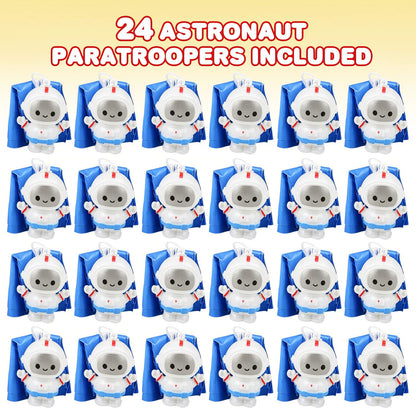 ArtCreativity 24-Pack / 2" Mini Astronaut Paratroopers – Durable Parachute Toys for Kids – Space-Themed Party Favors, Astronaut Piñata Fillers, and Goodie Bag Toys