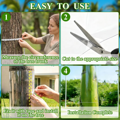 GRETJOB 79" L x 16" W Plastic Tree Trunk Protector Guard, Iguana & Squirrel Baffle for Tree Trunk with 10 Cable Tie and Tape to Protect Damaged Bark, Easy Install Reusable