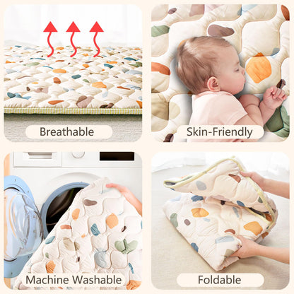 Beavtaens Baby Play Mat, 50x50 Playpen Mat with Super Soft Touch, Activity Playmat with Upgraded Anti-Slip Bottom, Machine Washable Crawling Mat for Floor & Picnic(Boho Color Blocks)