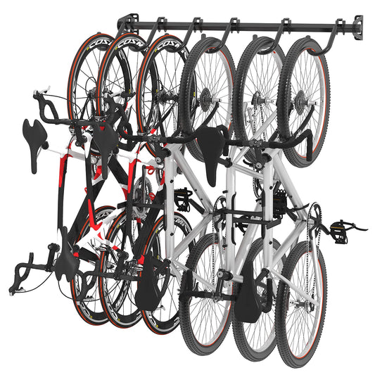 FLEXIMOUNTS 6 Bike Storage Rack, Heavy Duty Wall Mount Hanger for Home & Garage, Holds Up to 300lbs