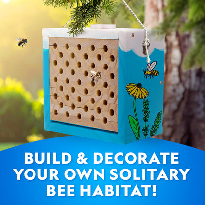 National Geographic Build a Bee Habitat Craft Kit for Kids – Paint & Build a House for Mason Bees, Outdoor Arts & Crafts, Nature Learning Activity, DIY Pollinator Garden Craft, Solitary Bee Hotel