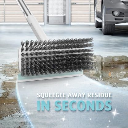 Floor Scrubber, Stainless Steel Wire Scrub Brush with Long Handle, Sturdy, Durable, and Corrosion-Resistant, Outdoor Surface Cleaning for Concrete Patios, Deck, Garden, Garage